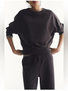 Truffle Gray Raglan Sleeved Sweatshirt by H&M